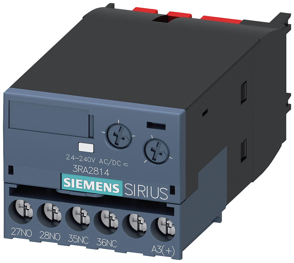 Siemens 3RA28141FW10 Auxiliary Switch With Varistor Surge Suppressor, 0.05 to 100 s Setting, 1NC-1NO Contact