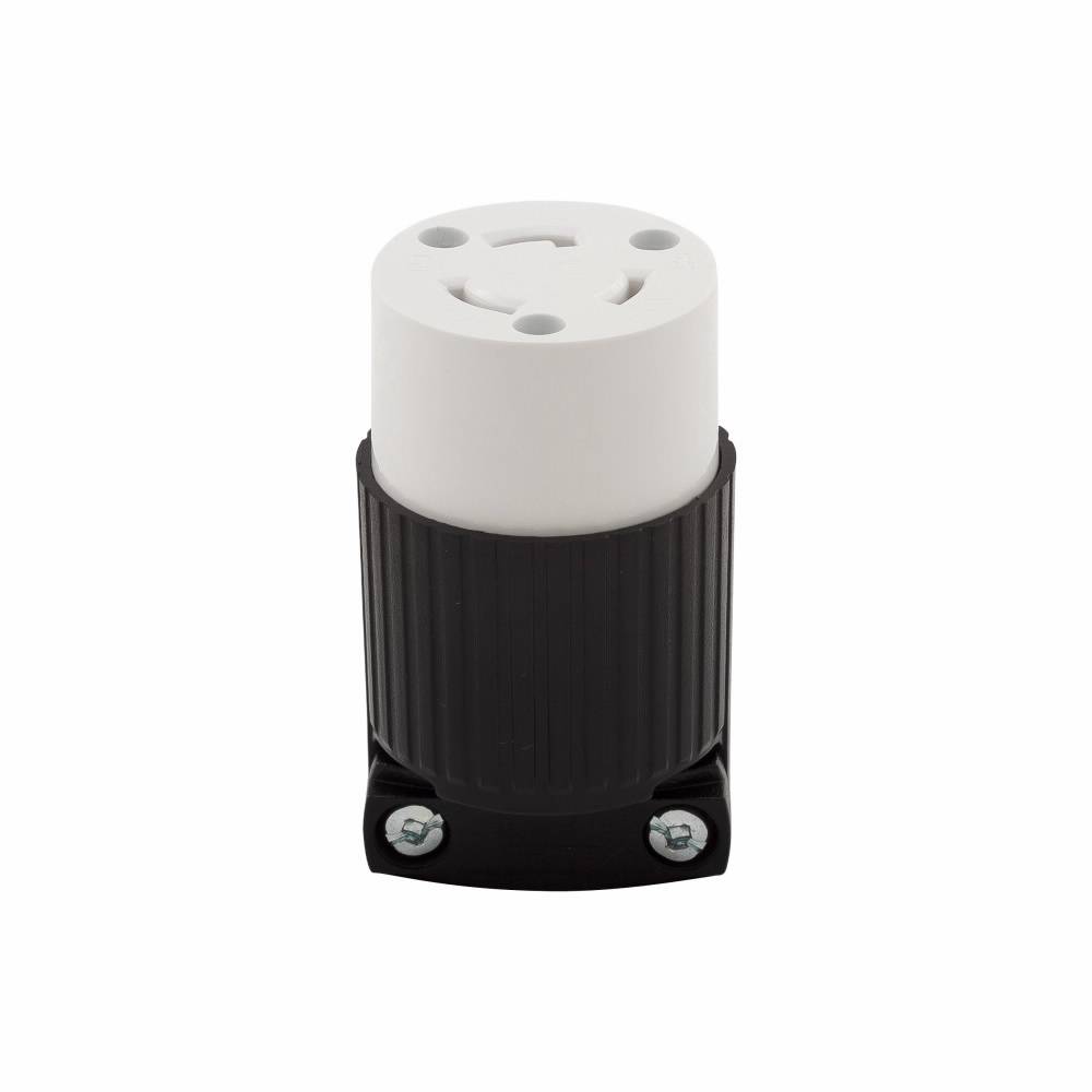 EATON Arrow Hart™ Eaton Wiring Devices L520C Locking Connector, 125 VAC, 20 A, 2 Poles, 3 Wires, Black/White