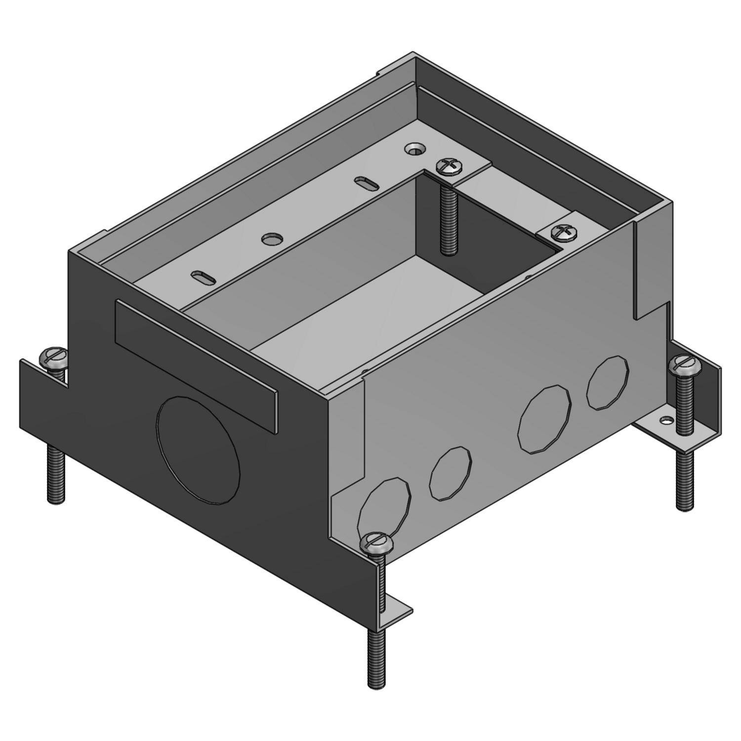 Steel City® 742D 740 Deep Flush Service Floor Box, Stamped Steel, 82 cu-in Capacity, 2 Gangs, (2) Outlets, (8) Knockouts, 7-1/4 in L x 5-1/2 in W x 3-5/8 in H