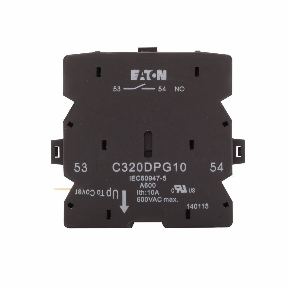 EATON F1C320DPG11 Heavy Duty Pilot Rated Auxiliary Contact With Pressure Plate, Quick Connect Terminal, 600 VAC, 10 A, 2 Contacts