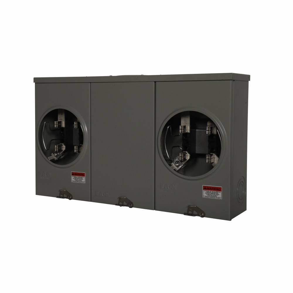 EATON 1004418ACH 2-Position 3-Wire Horizontal Ganged Horn Bypass Meter Socket, 600 VAC, 200 A, 1 ph Phase