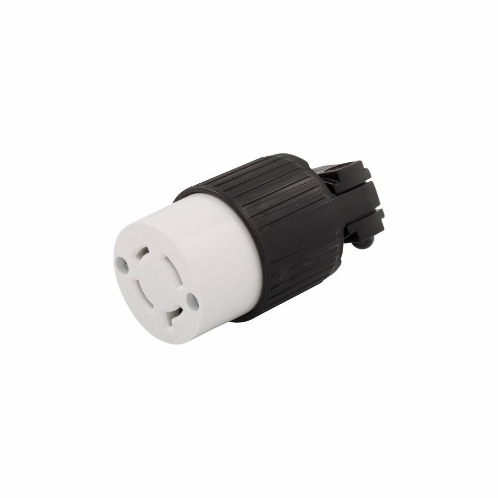EATON L1420C Grounding Straight Locking Connector, 125/250 VAC, 20 A, 3 Poles, 4 Wires, Black