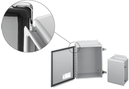 Hoffman A1210CHFTC Junction Box With Flange Trough Collar, 12 in H x 10 in W x 4.54 in D, Continuous Hinged Cover, NEMA 12/IP65 NEMA Rating, Steel