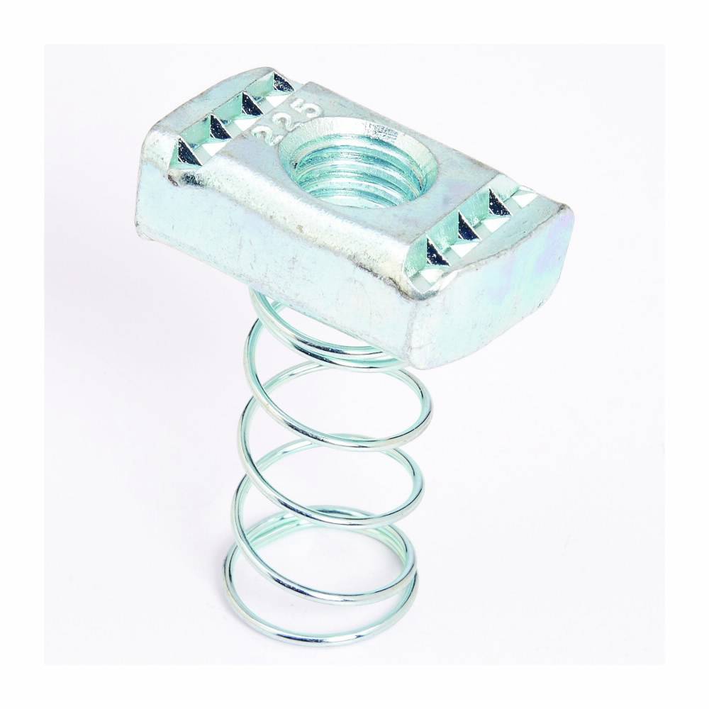 B-Line N225ZN 200 Standard Channel Nut With Spring, For Use With B22, B24, B26 and B32 Series Medium Channel, 1/4 in THK, 1/2-13 Thread, Steel