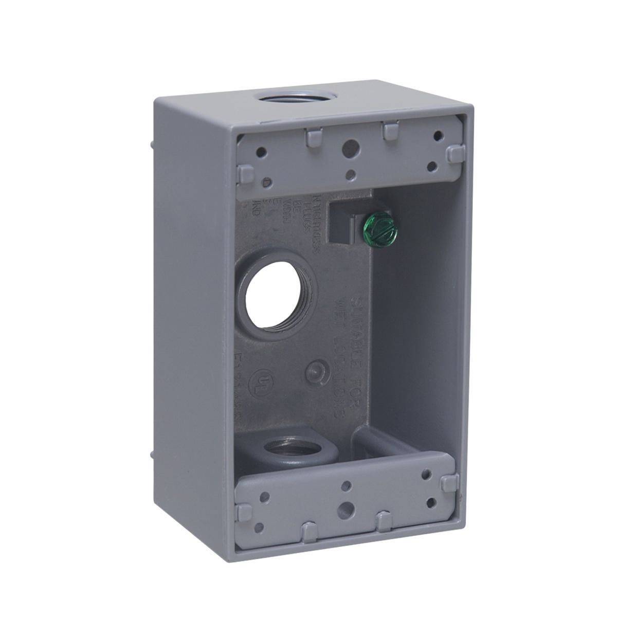 BELL® 5320-0 Weatherproof Outlet Box With Lugs, Die Cast Aluminum, 18.3 cu-in Capacity, 1 Gang, 3 Outlets, 4-1/2 in H x 2-3/4 in W x 2 in D