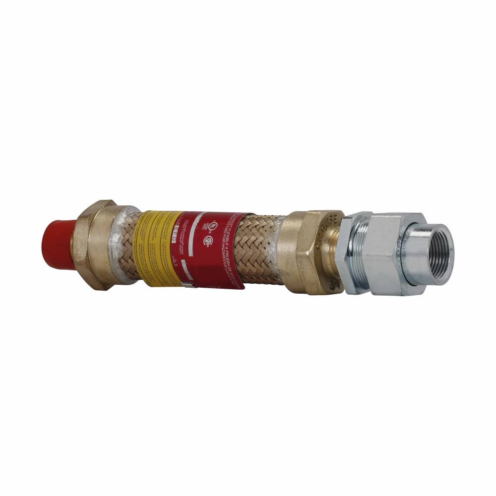Crouse-Hinds ECLK124 Flexible Liquidtight Explosionproof Conduit Coupling, 1/2 in MNPT x 1/2 in Female Union, For Use With Rigid Conduit, Brass, Natural