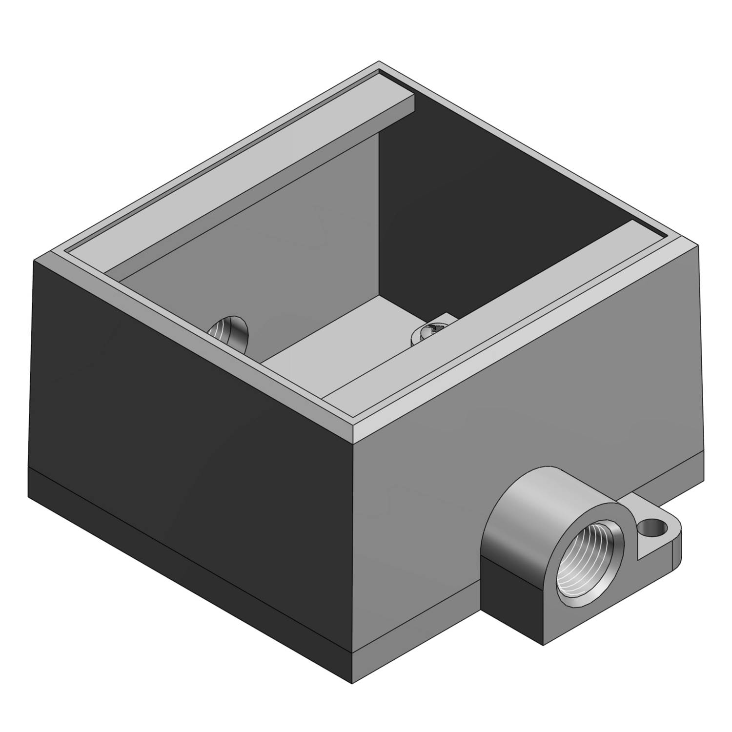 T&B® FDC12-TB Type FDC Deep Style Feed-Through Cast Device Box, Iron, 2 Gangs, 2 Outlets, 1 Knockouts, 4-5/8 in W x 2-13/16 in D x 4-9/32 in H