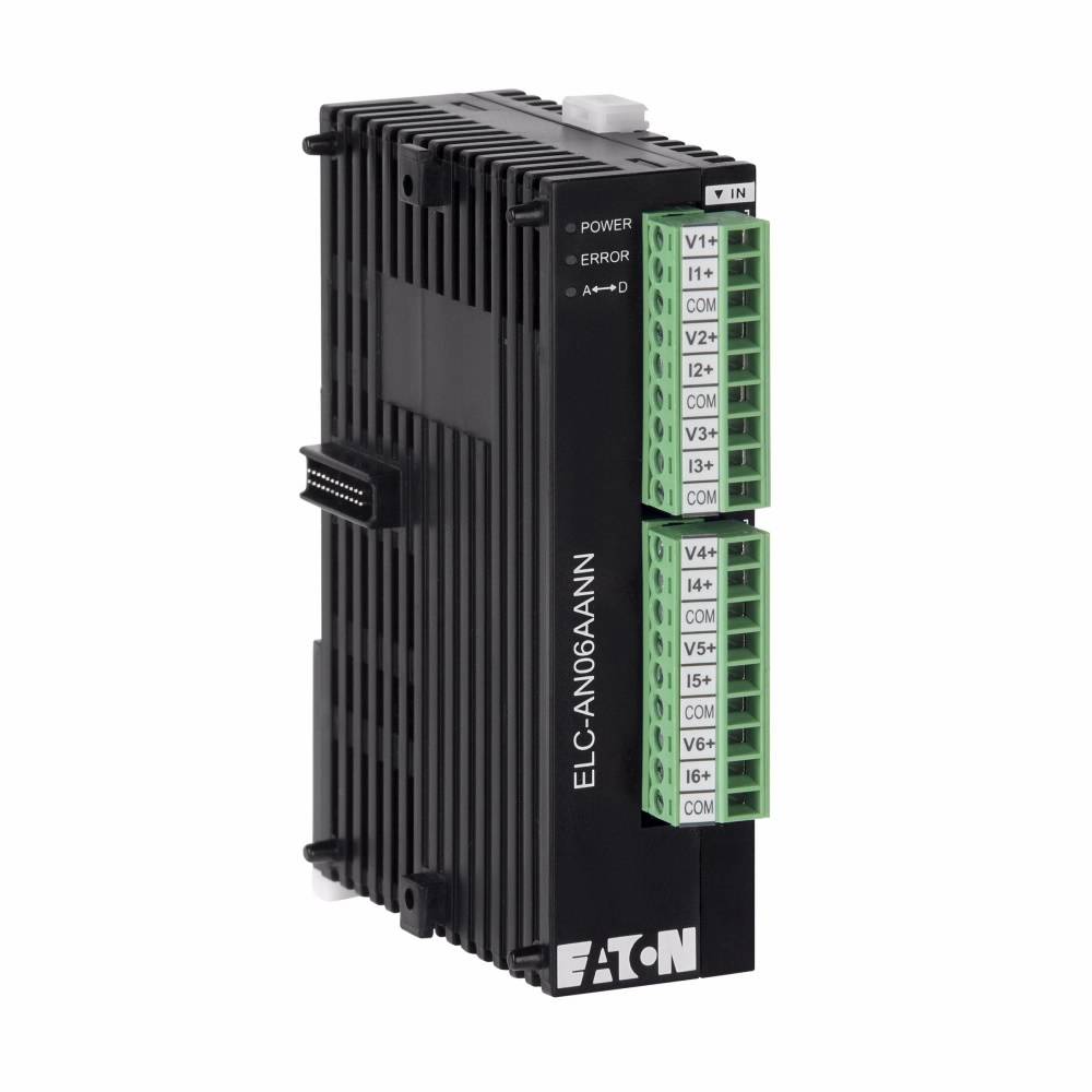 EATON ELC-AN06AANN Right Side Bus Analog I/O Module, 24 VDC, 170 mA, 4 Inputs, 2 Outputs, 11/12 bit Resolution