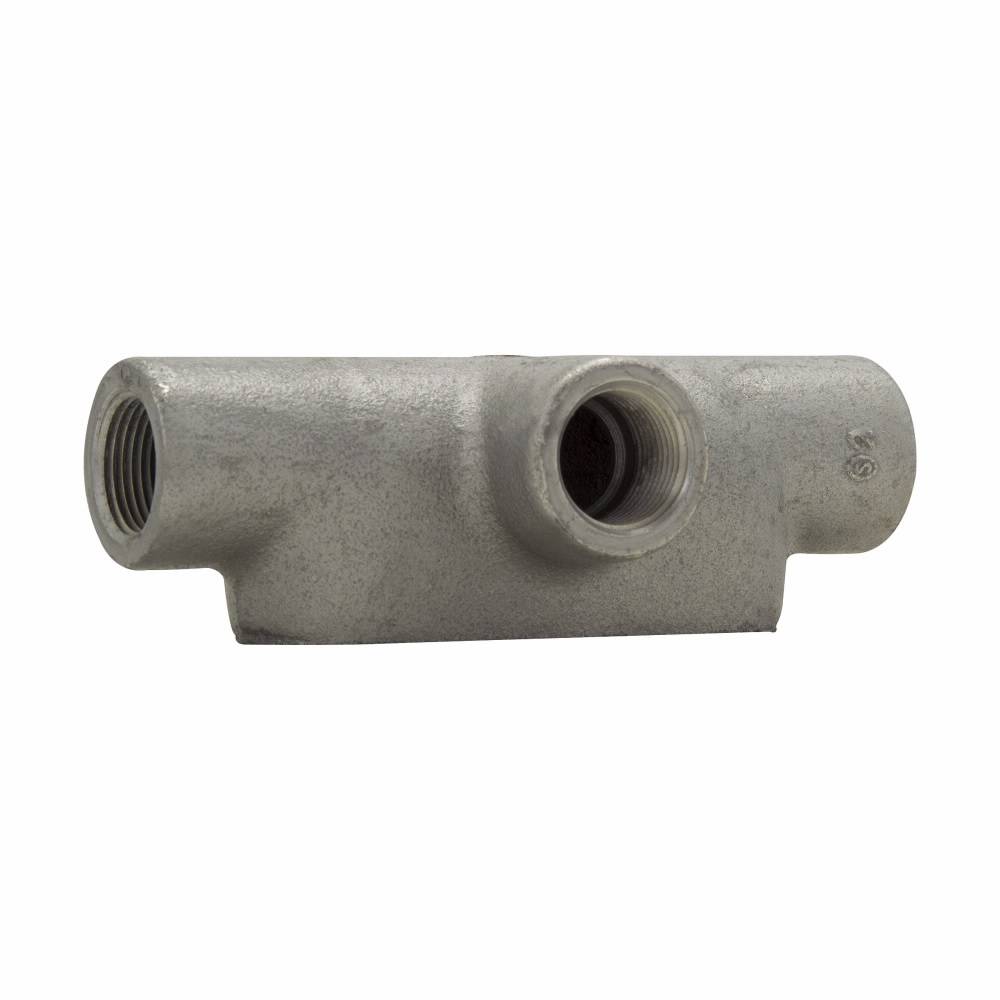 EATON Condulet® T37 Type T Conduit Outlet Body, 1 in Hub, 7 Form, 14.5 cu-in Capacity, Feraloy® Iron Alloy, Aluminum Acrylic Painted/Electro-Galvanized