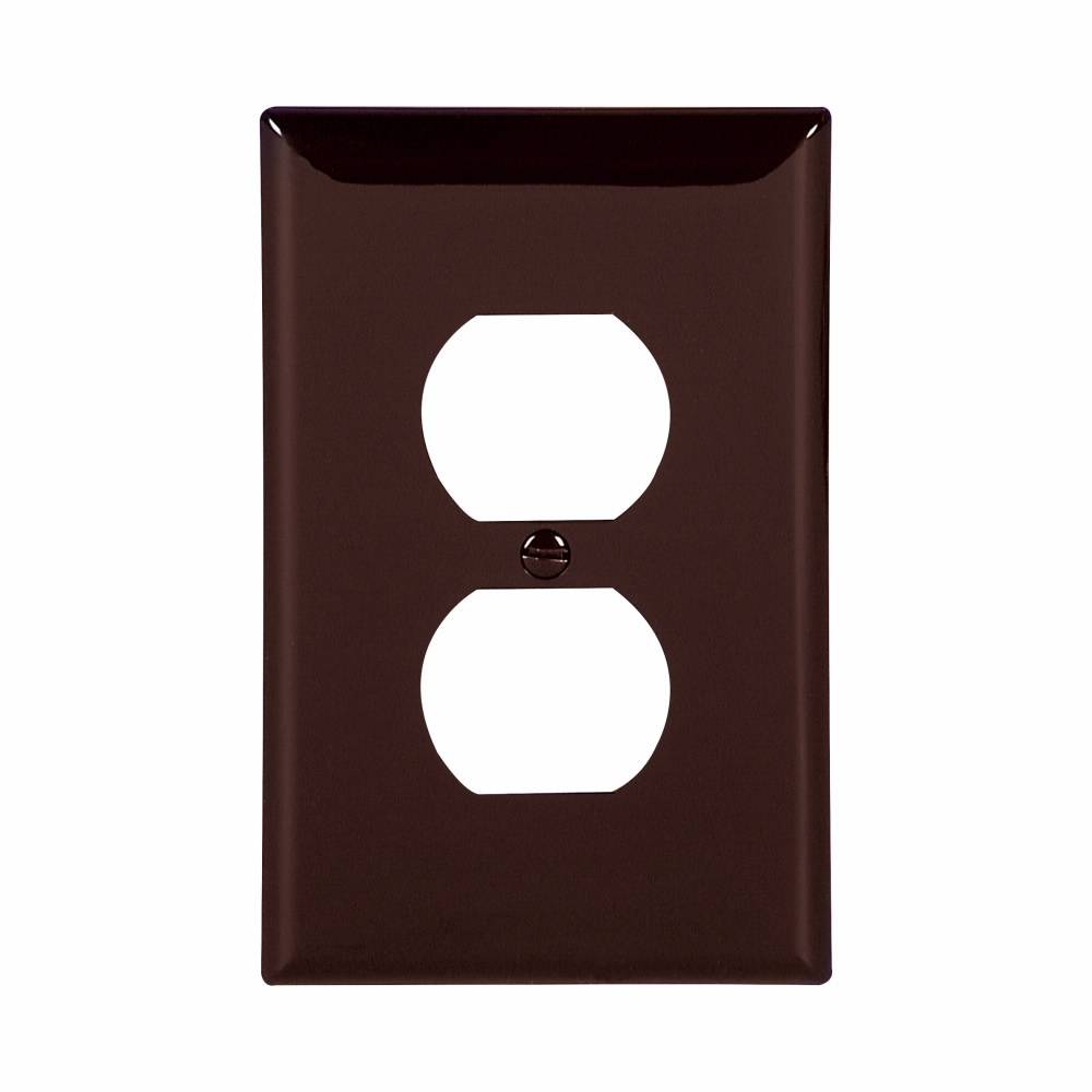 EATON Arrow Hart™ Eaton Wiring Devices PJ8B PJ Series Mid-Sized Receptacle Wallplate, 1 Gangs, 4.87 in H x 3.12 in W, Polycarbonate/Thermoplastic, Brown