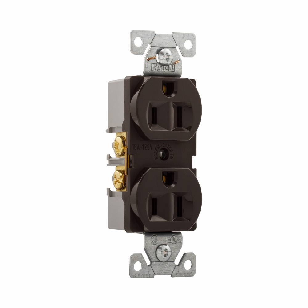 EATON Arrow Hart™ Eaton Wiring Devices 5262B Duplex Tamper/Weather-Resistant Straight Blade Receptacle, 125 VAC, 15 A, 2 Poles, 3 Wires, Brown