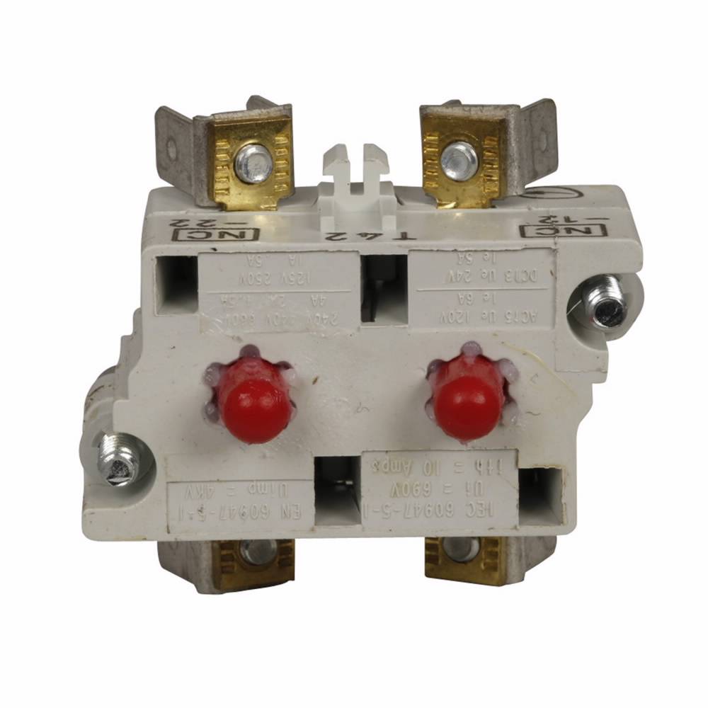 EATON 10250T42 Heavy Duty Standard Contact Block, 30.5 mm, 2NC Contact, 10 A at 600 VAC, 5 A at 250 VDC Contact, Silver Contact, Momentary Action, Gray