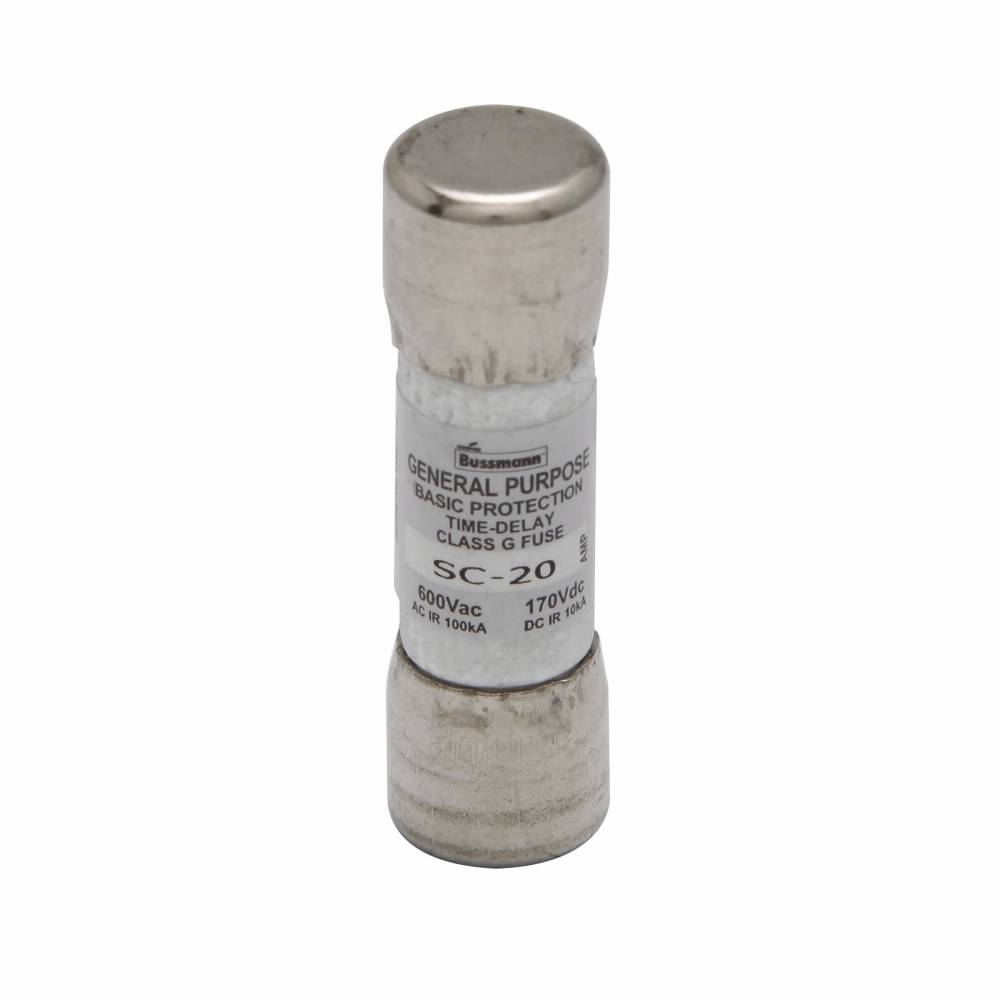 Bussmann BK/SC-20 Current Limiting Time Delay Fuse, 20 A, 600 VAC/170 VDC, 100/10 kAIC Interrupt, G Class
