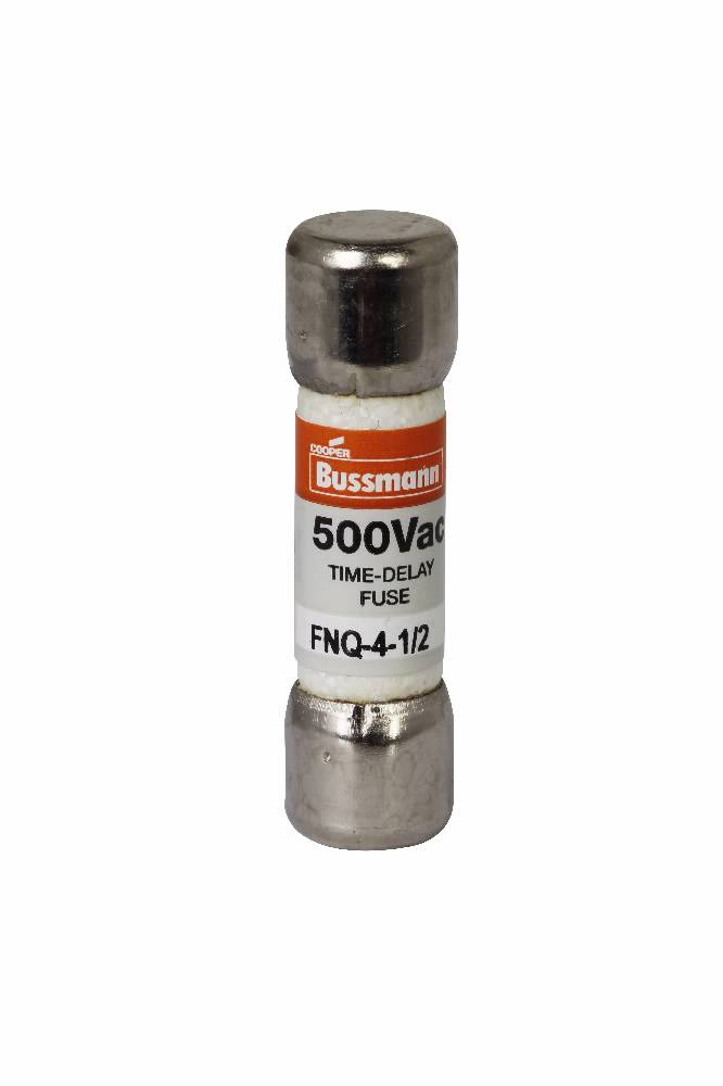 Bussmann Tron® FNQ-4-1/2 Low Voltage Supplemental Time Delay Midget Fuse, 4.5 A, 500 VAC, 10000 A Interrupt, Class: Supplemental, Cartridge Body