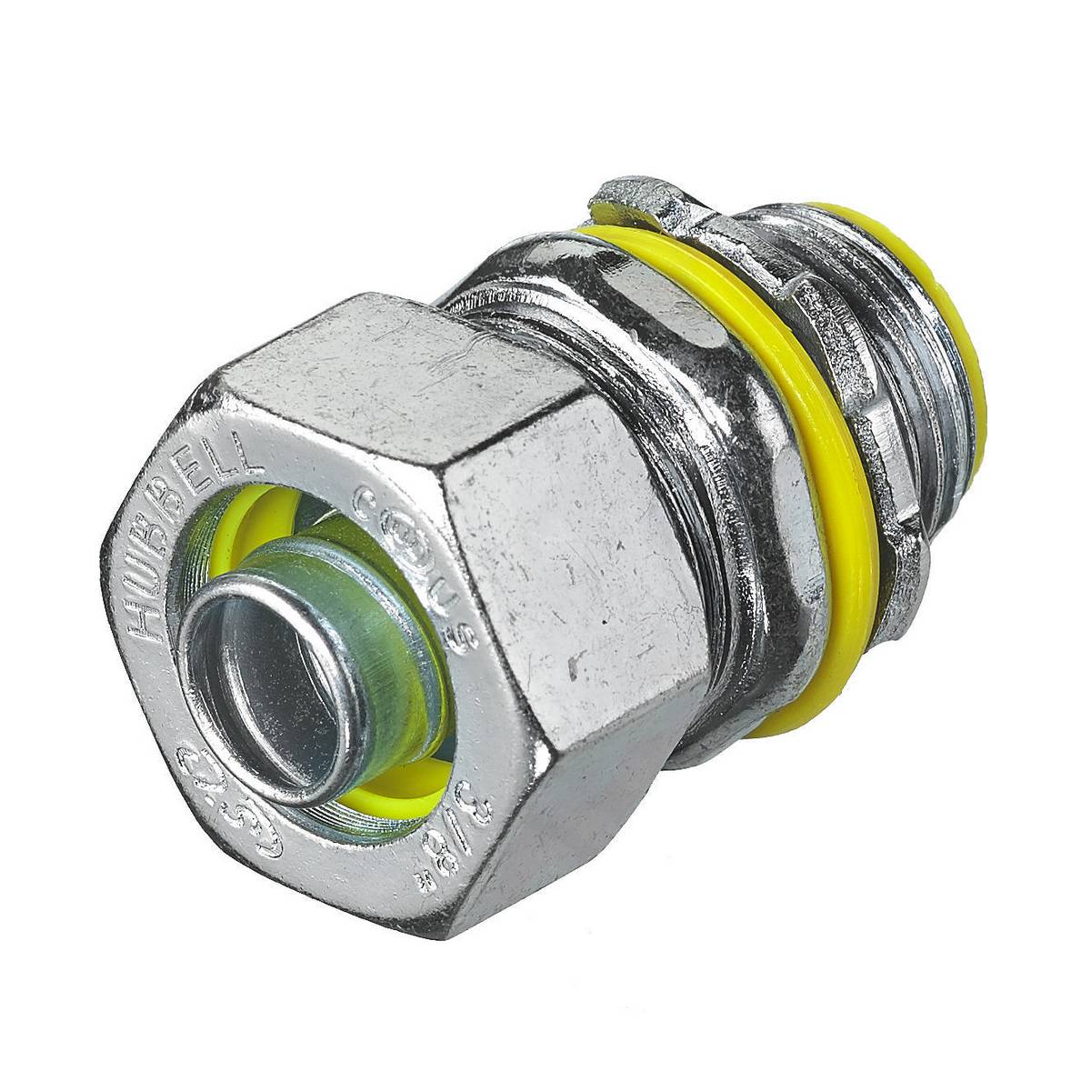 Wiring Device-Kellems H0381 Insulated Straight Male Metallic Liquidtight Connector, 3/8 in Trade, Steel, Zinc Plated