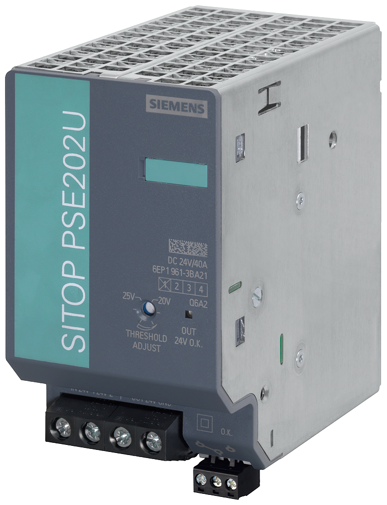 Siemens SIPLUS 6AG19613BA214AX0 PSE202U Power Supply Module, 24 VDC Input, 24 VDC Output, 40 A Input, 40 A Output