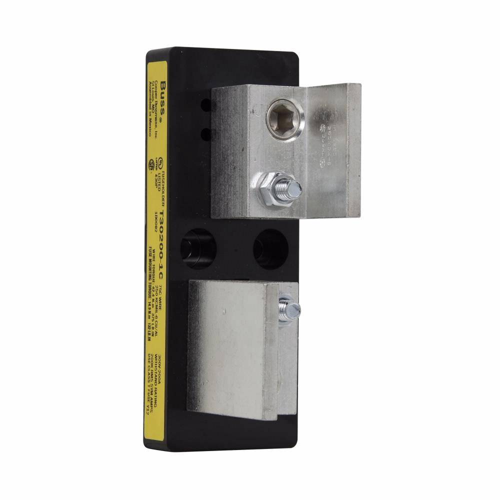 Edison T30200-1C T300 Open Style Fuse Block, 300 VAC/VDC, 101 to 200 A, T Class, 6 AWG to 250 kcmil Wire, 1 Pole