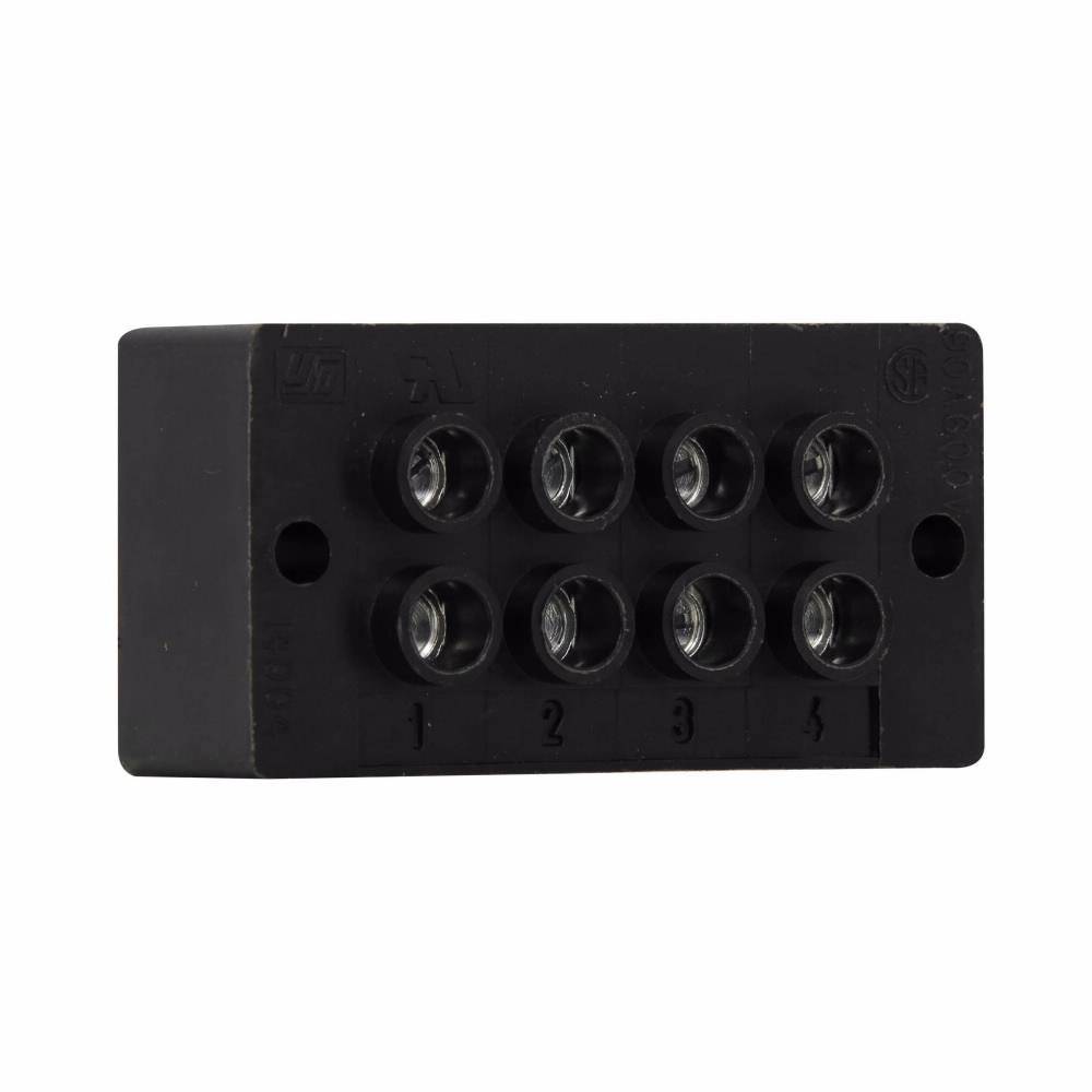 Bussmann 14004-4 Dead Front Enclosed Threaded/Splicer Power Terminal Block, 600 VAC/VDC, 90 A, 14 to 4 AWG, 8 AWG Wire, 4 Poles
