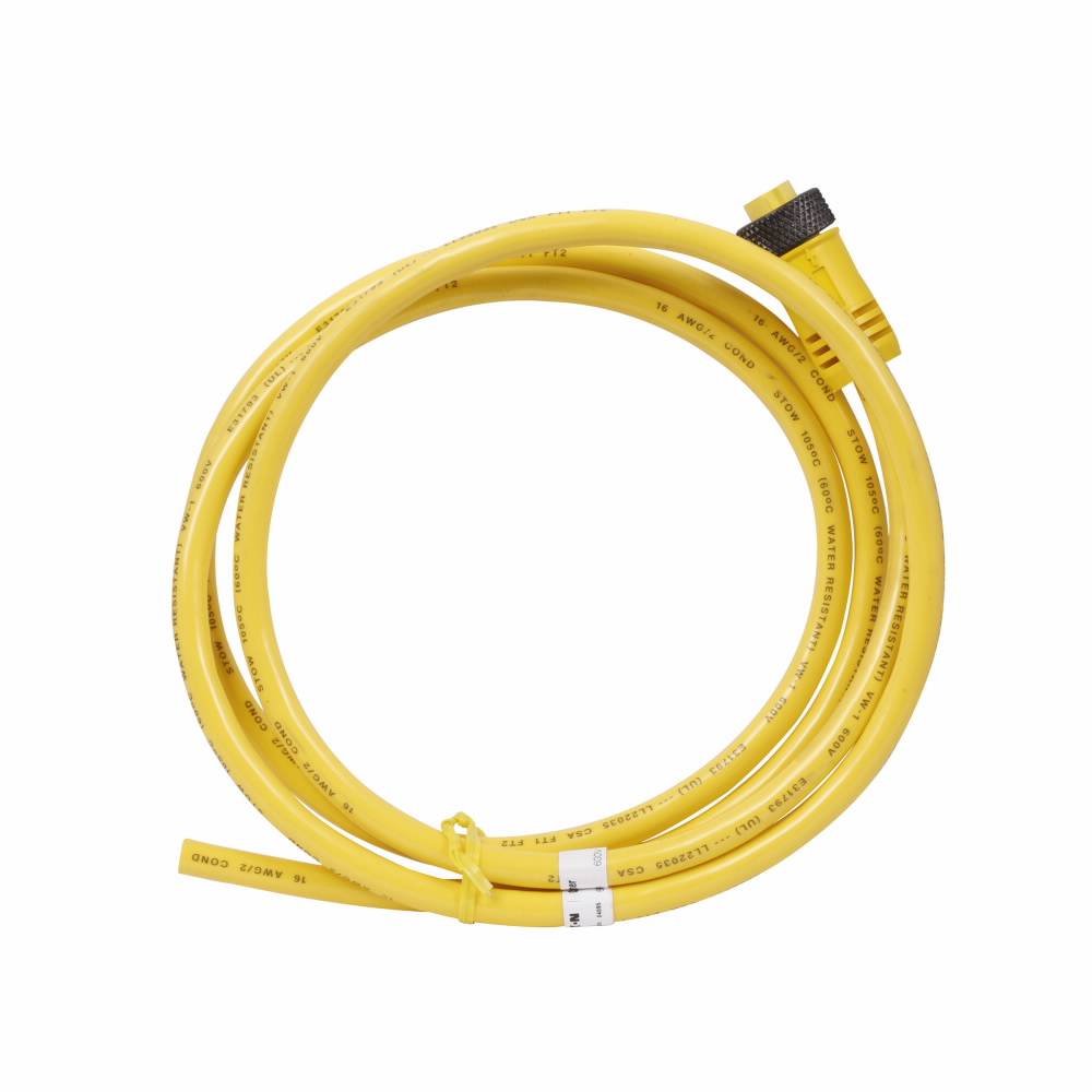 EATON CSMS2D2CY1602 Global Plus 2-Wire Single End Photoelectric Sensor Cable Connector, 2-Pin Mini-Style Female Connector, 6-1/2 ft L Cable, 2 Poles, 1 Keyway