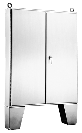 nVent HOFFMAN A604808SSLP A12S 2-Door Enclosure With Floor Stand, 60.06 in L x 48.06 in W x 8.06 in D, NEMA 12/IP55 NEMA Rating, 304 Stainless Steel