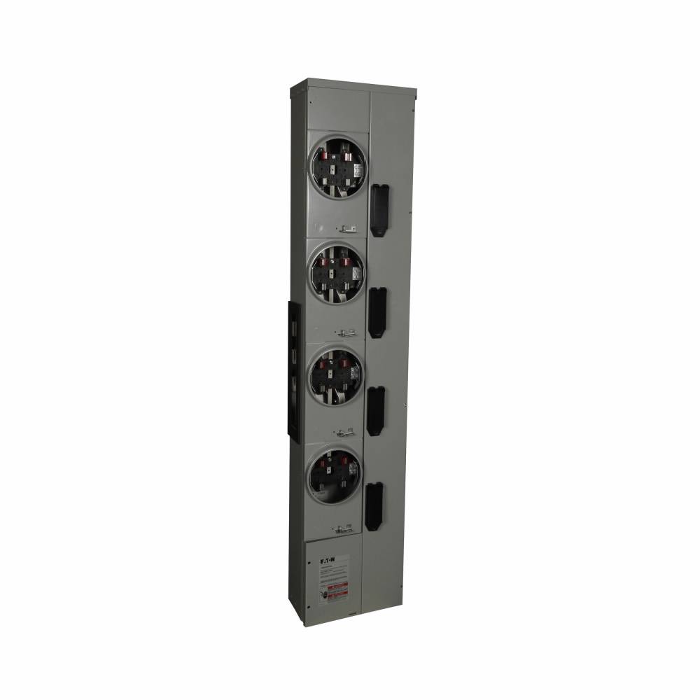 EATON 1MM420RRLBCPS 4-Meter B-C Phase Multiple Metering Meter Stack Module With Ringless Style Cover, Horn Bypass and Stainless Steel Meter Guide, 120/240 VAC, 200 A, 1 Phase, 3 Wires