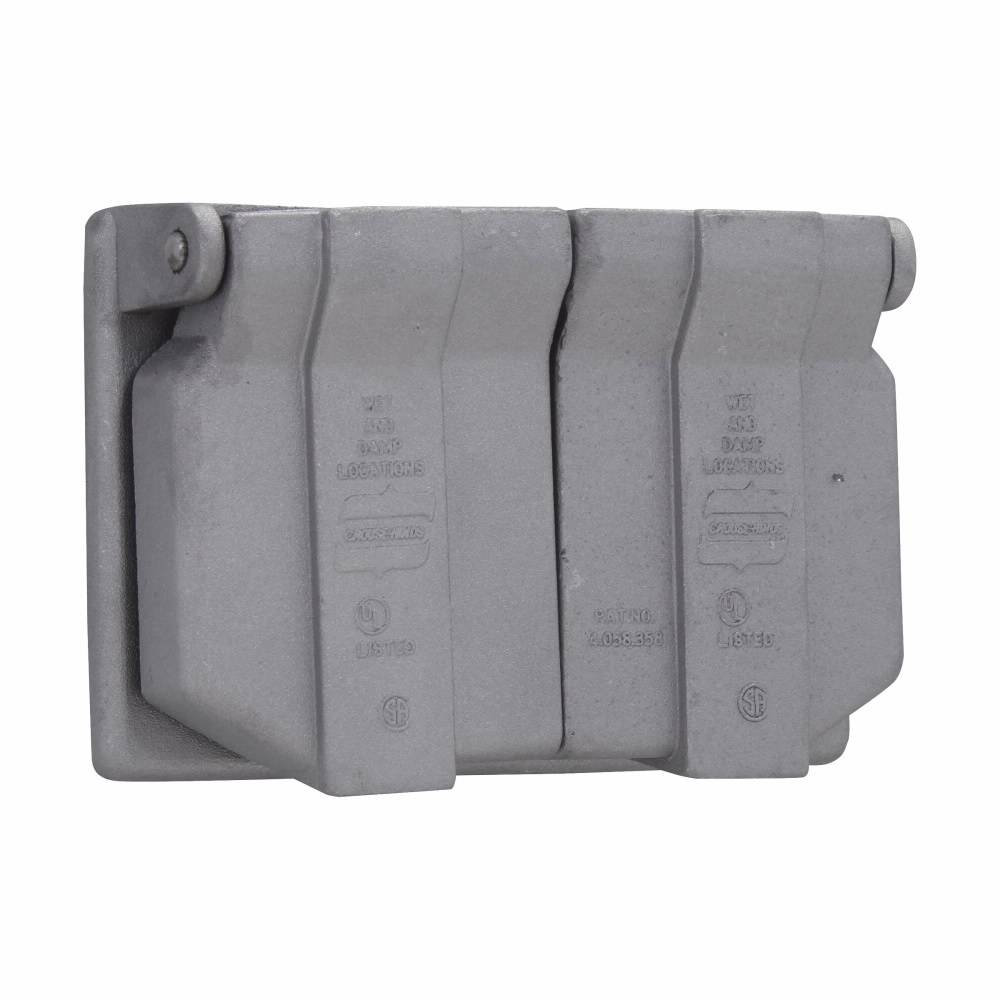 Crouse-Hinds WLRD1 Duplex Spring Door Cover, 1-3/8 in Dia, 2.91 in L x 4.44 in W x 1.13 in D, Self-Close Cover, Die Cast Copper-Free Aluminum