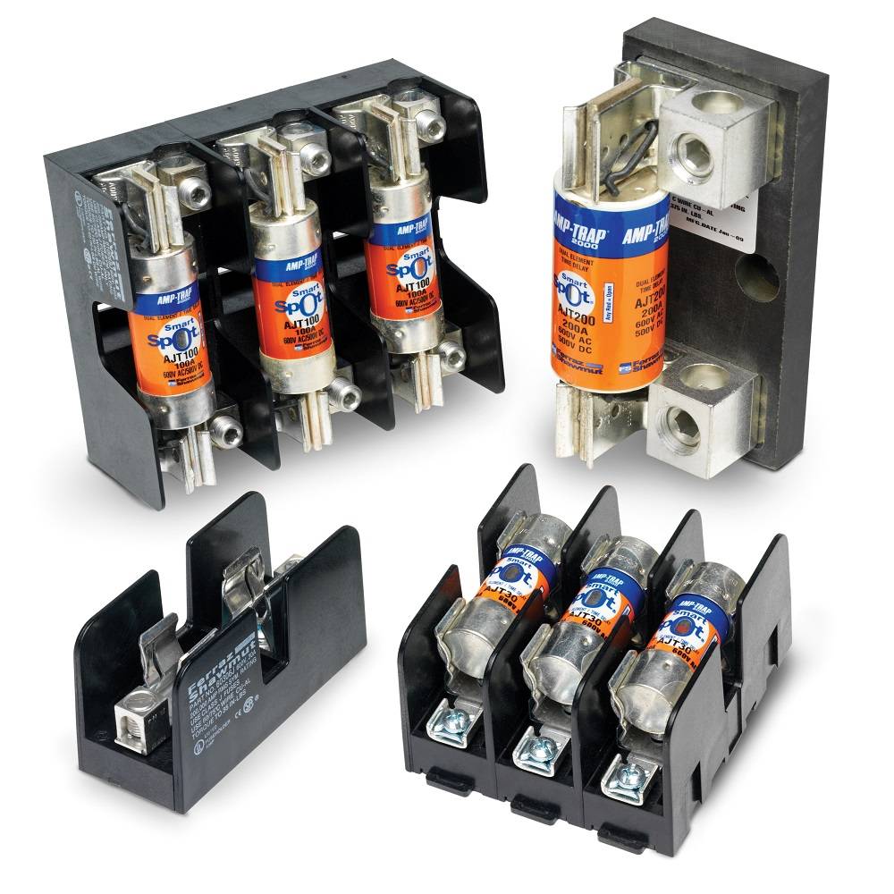 Mersen 60323J Open Style Fuse Block, 600 VAC/VDC, 30 A, Class J, 14 to 4 AWG Wire, 3 Poles