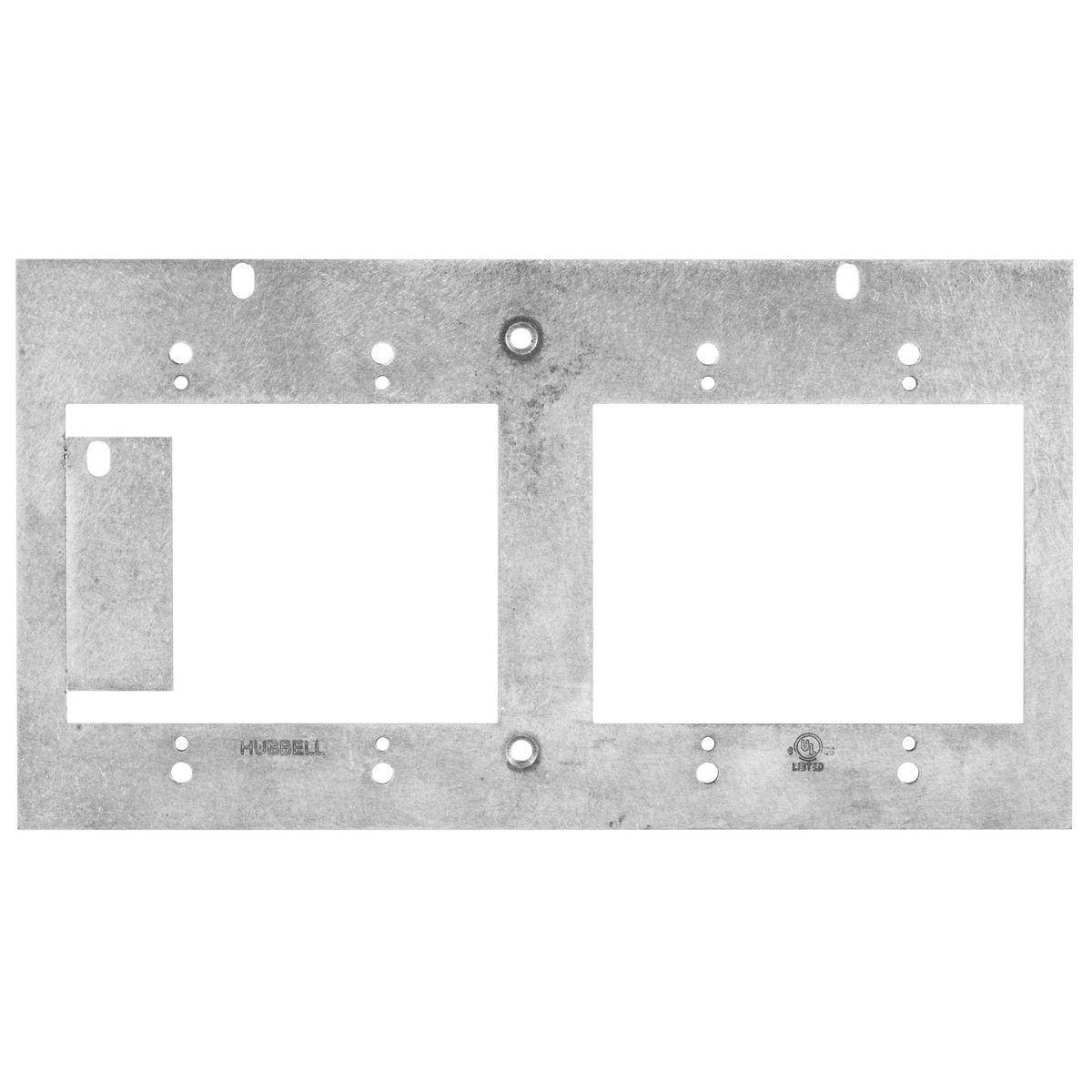 Wiring Device-Kellems FB10MPNEMA2XG 5-Gang Access Recessed Vertical Concrete Sub-Plate With (2) 2-Gang Openings Utilizing NEMA Spacing, For Use With SystemOne 8/10-Gang Floor Boxes, Screw Mount, Stamped Construction