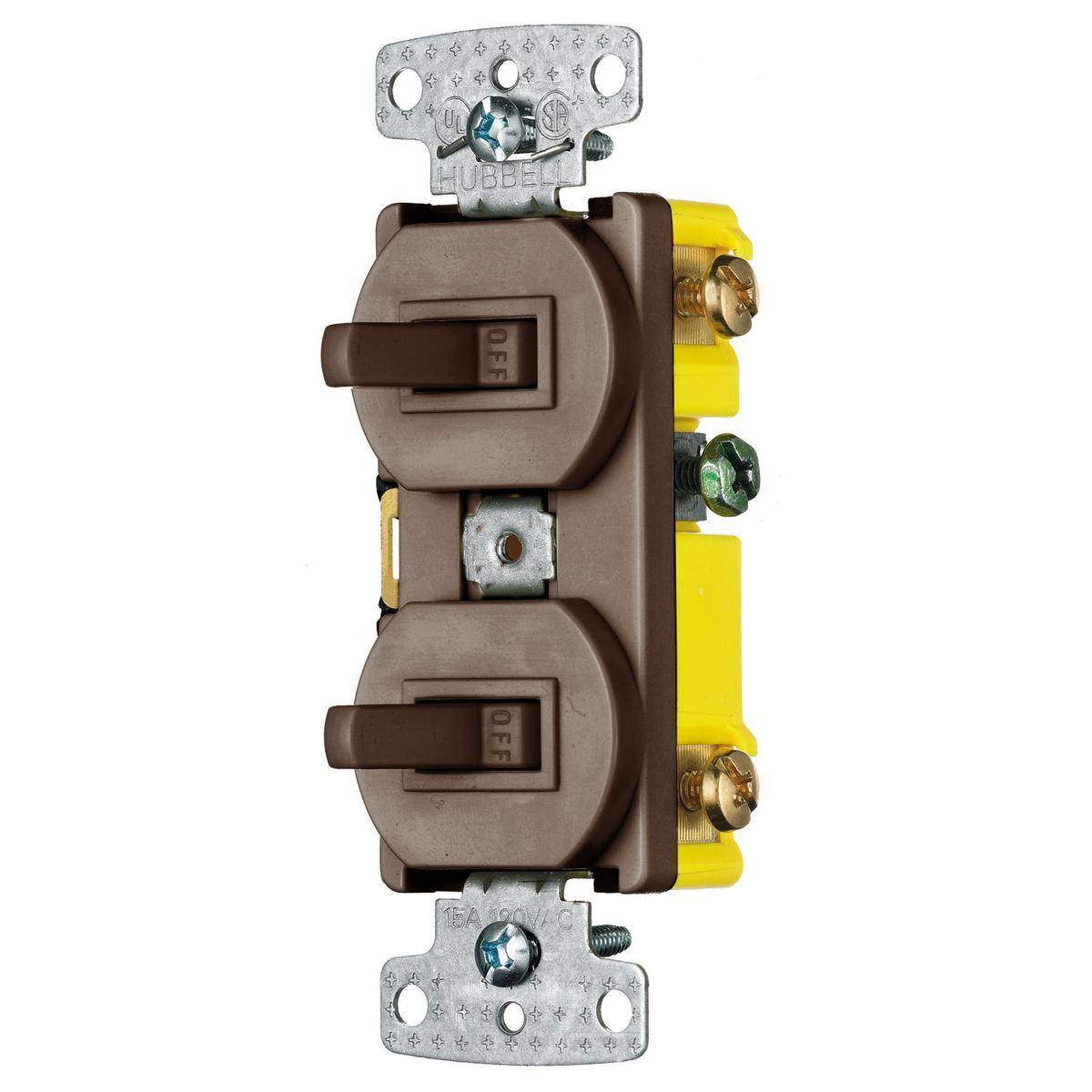Wiring Device-Kellems RC103 Traditional 2-Position Standard Traditional Switch Combination Device, Electrical Ratings: 120 VAC, 15 A, 1800 W, 1 Poles