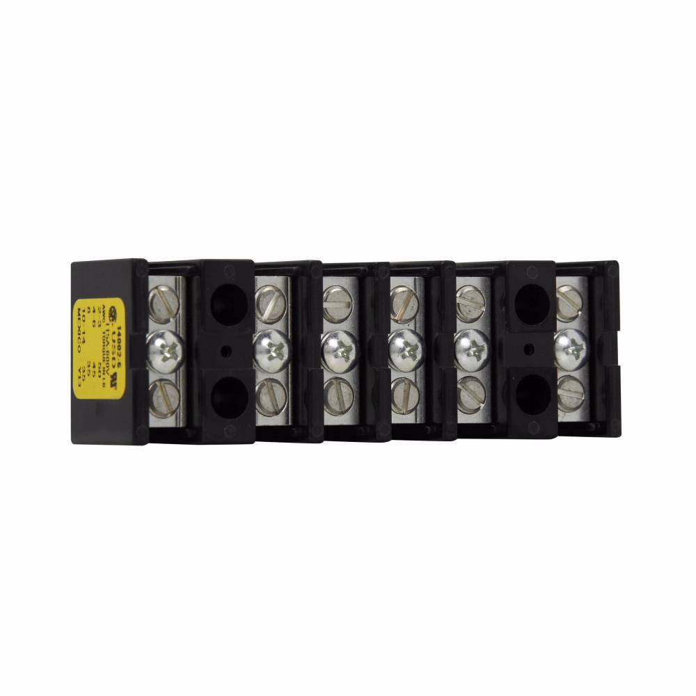 Edison 14002-6 Barrier Power Terminal Block, 600 VAC, 115 A, 14 to 2 AWG Wire