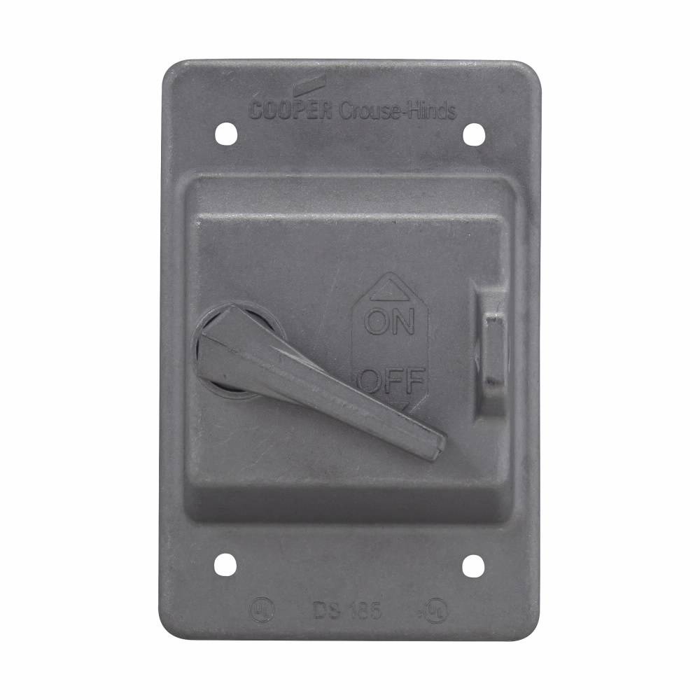 Crouse-Hinds DS185 DS Series Raintight Device Box Cover With Gasket, 2.91 in L x 2.08 in W, Snap Switch Cover, Die Cast Aluminum