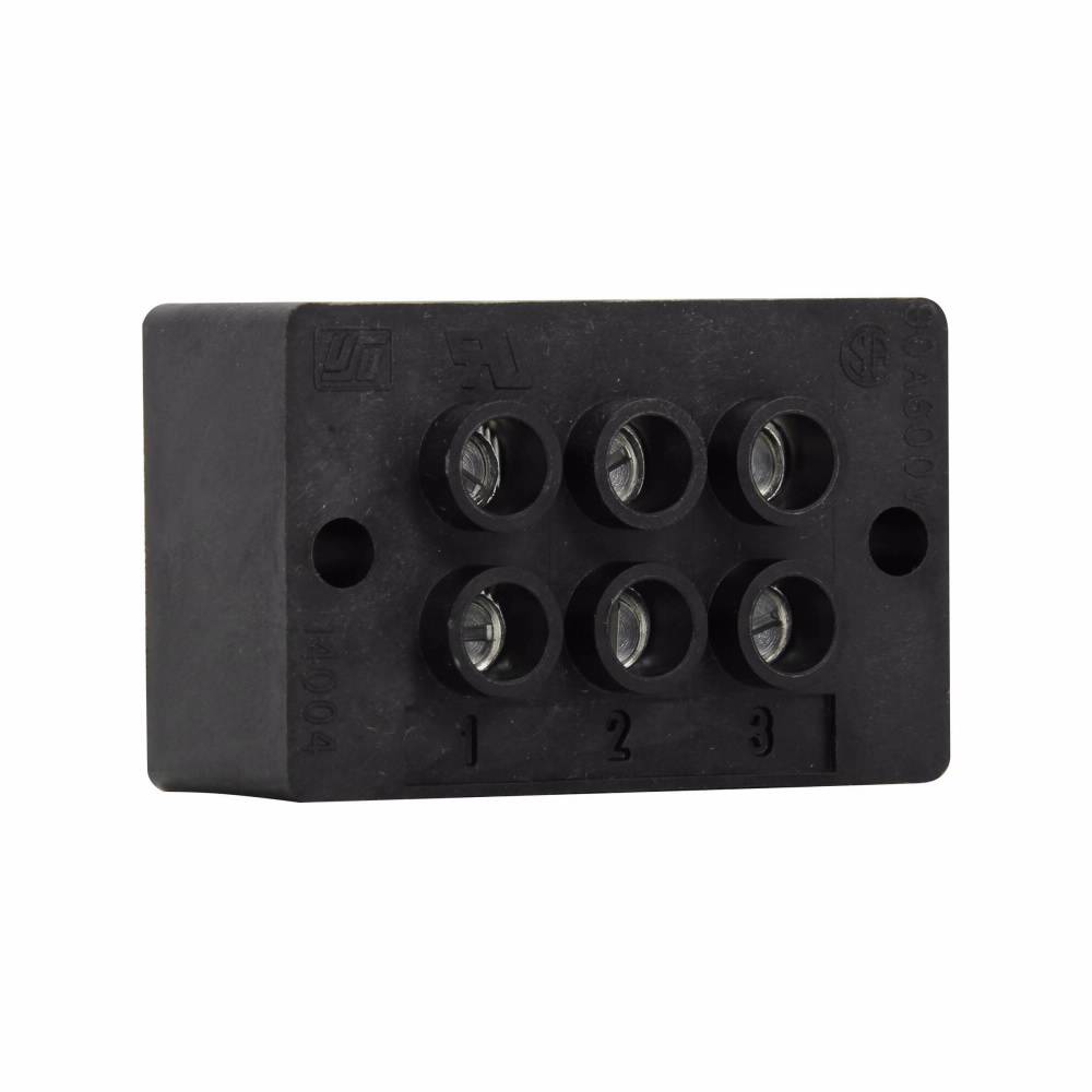 Bussmann 14004-2 2-Pole Dead Front Power Terminal Block, 600 VAC/VDC, 90 A, 14 to 4 AWG Wire