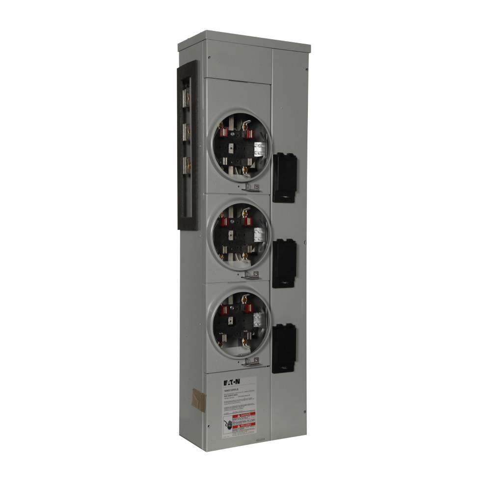 EATON 1MM312RRLB 3-Socket 4-Jaw Multiple Metering Meter Stack Module, 120/240 VAC, 125 A, 1 ph Phase, NEMA 3R Enclosure
