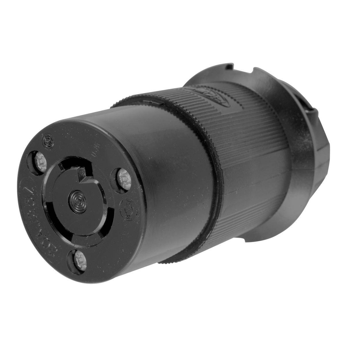 Wiring Device-Kellems HBL2313BK Heavy Duty Female Grounding Insulated Standard Cord Mount Locking Connector, 125 VAC, 20 A, 2 Poles, 3 Wires, Black