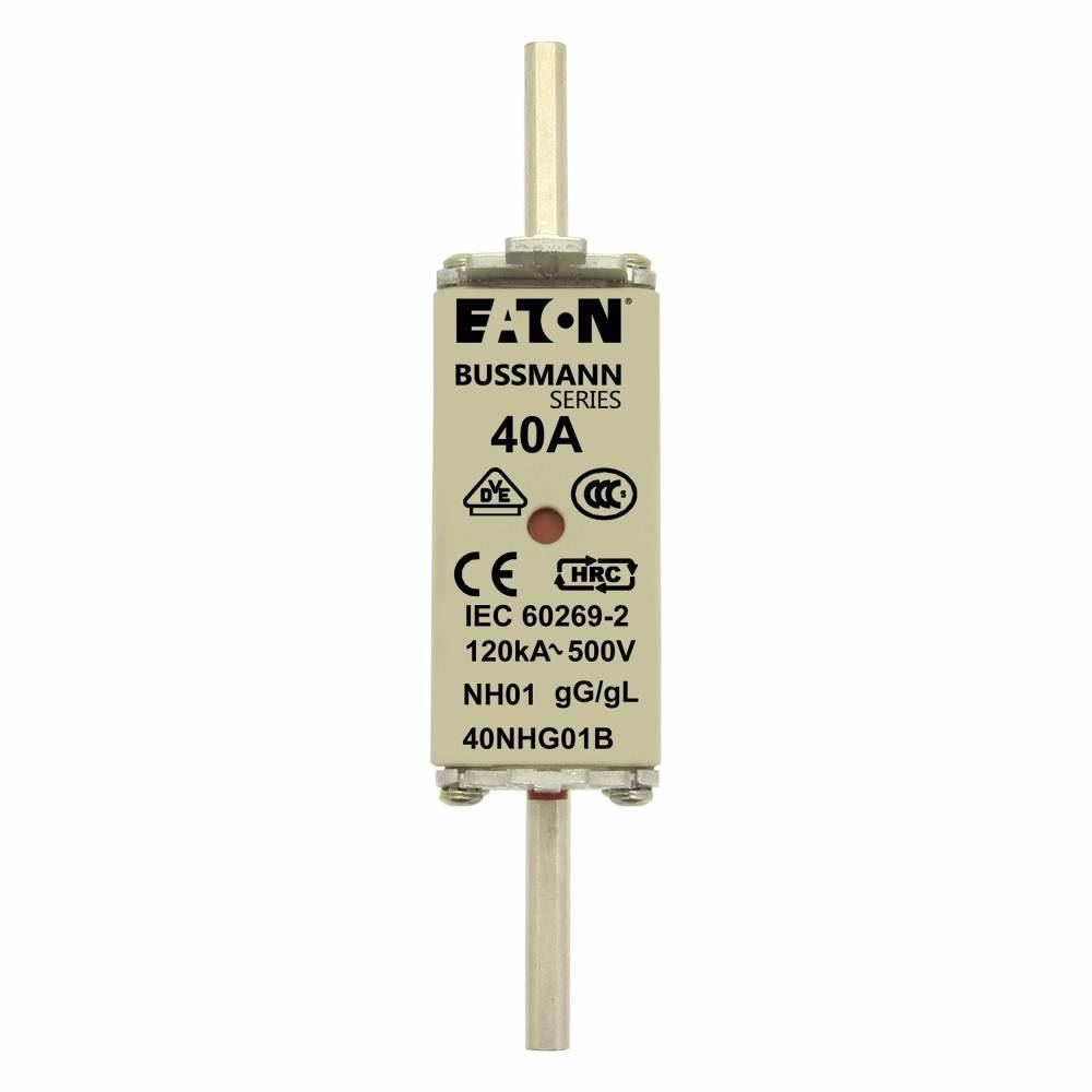 Edison 40NHG01B Fuse Link With Metal Gripping Lug, 500 VAC, 40 A