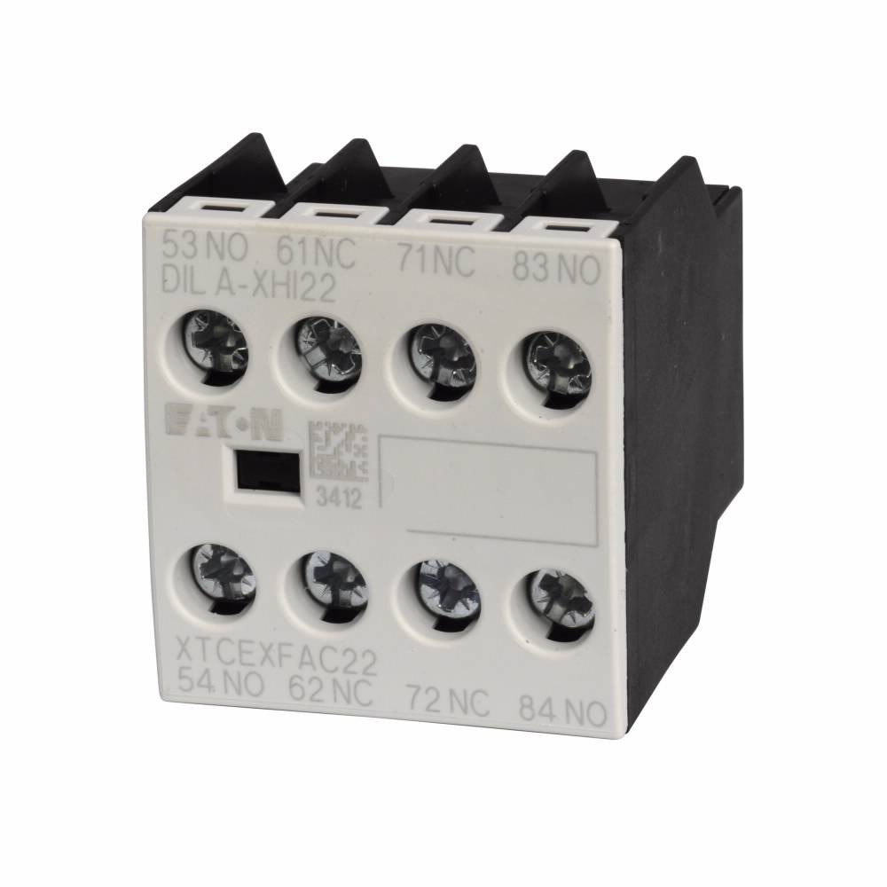 EATON XTCEXFATC22 4-Pole Auxiliary Contact, 600 VAC, 220 VDC, 16 A, 4 Contacts