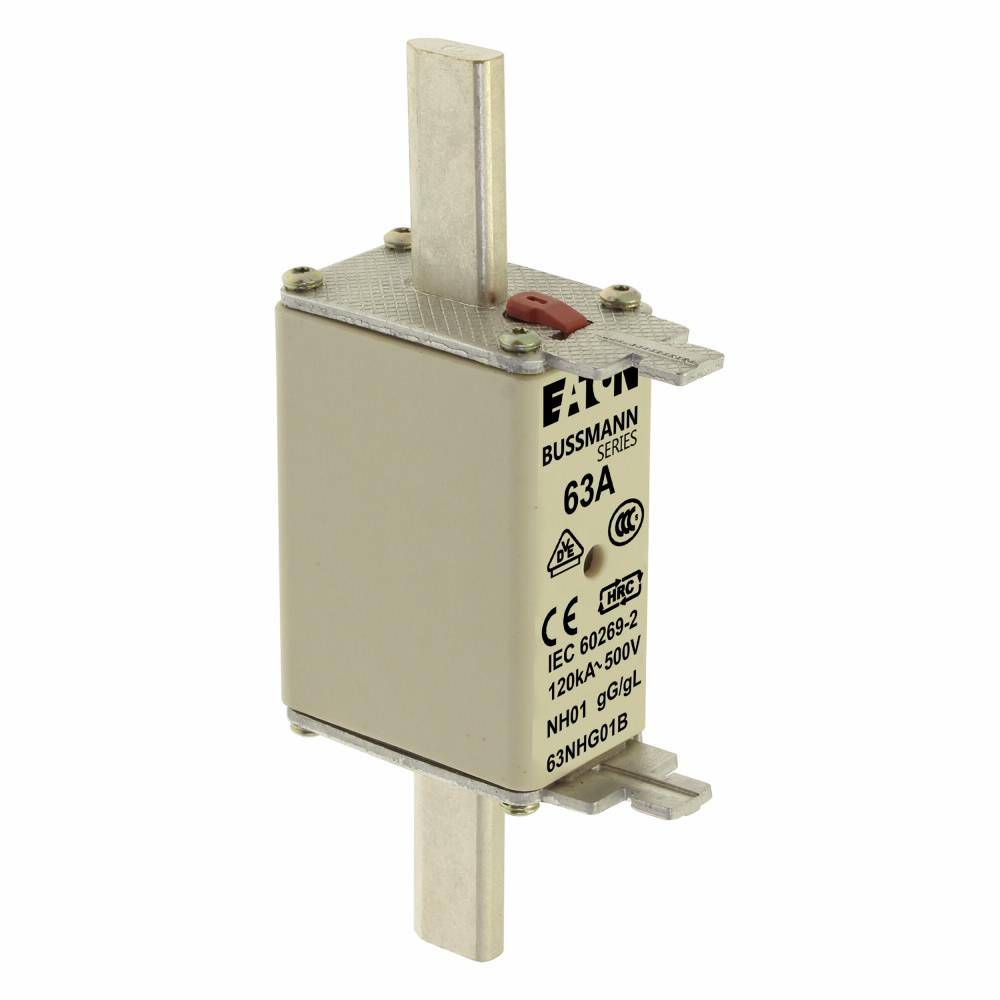 Edison 63NHG01B Fuse Link With Metal Gripping Lug, 500 VAC, 63 A
