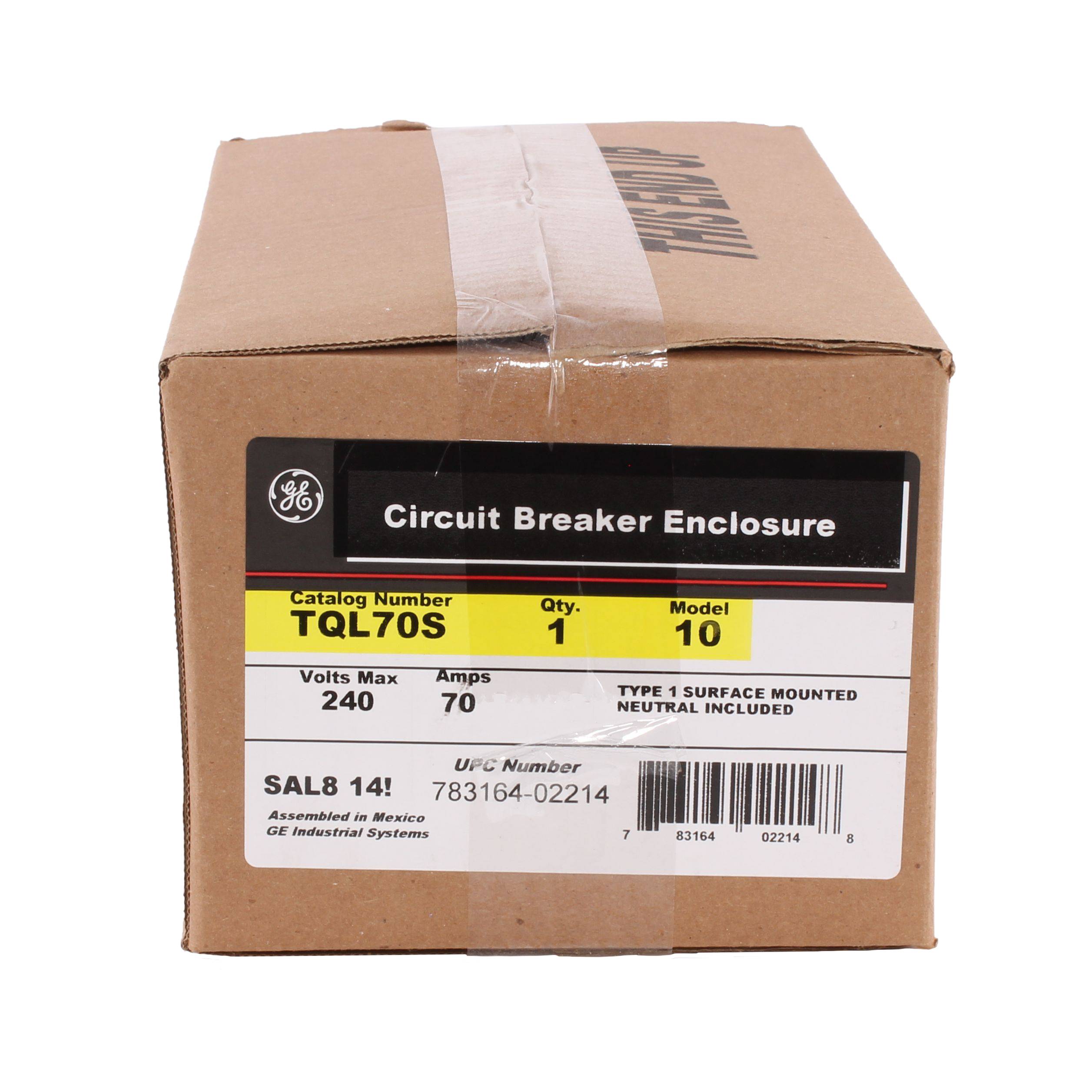 GE Q-Line® TQL70S Load Center Non-Fused Circuit Breaker Enclosure, 5.7 in W x 4.1 in D x 12-7/8 in H, NEMA 1 NEMA Rating, Steel