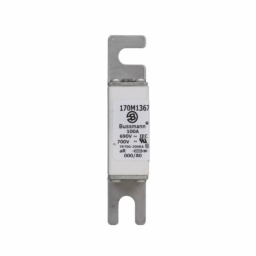 Bussmann 170M1367 Type 80 High Speed Fuse, 100 A, 690 V, 200 kA Interrupt, Class: aR, Square Body