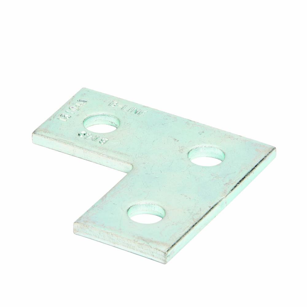 B-Line B140ZN Flat Corner Plate, 3 Holes, 3-1/2 in L x 3-1/2 in W x 1/4 in THK, Strip Steel