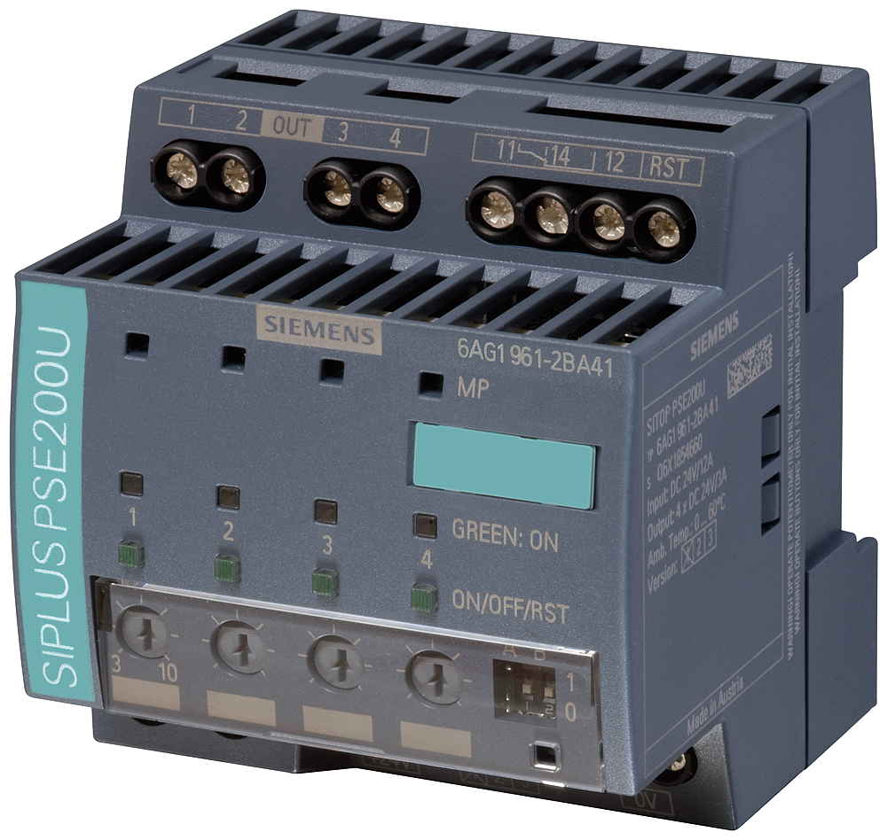 Siemens SIPLUS 6AG19612BA417AA0 PSE200U Power Supply Module, 24 VDC Input, 24 VDC Output, 40 A Input, 10 A Output