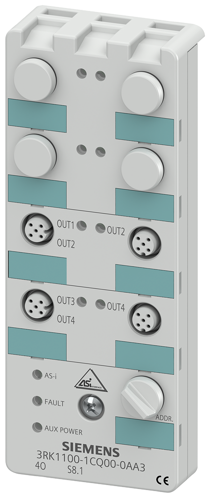 Siemens 3RK1100-1CQ00-0AA3 3RK Binary Constant Standard Slave AS-Interface SlimLine Compact Digital Output Module, 4 Outputs