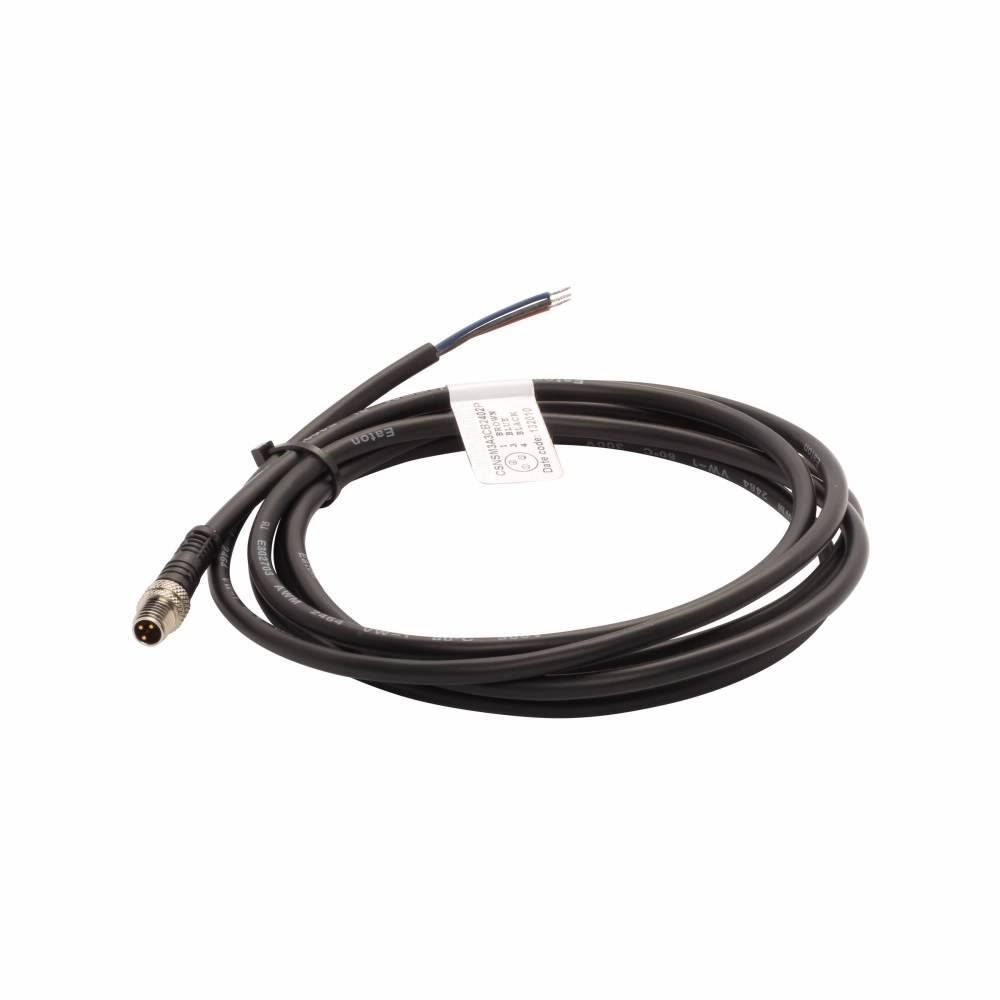 EATON CSNSM3A3CB2402P Global Plus 3-Wire Standard Single End Connector Cable, M8x1 3-Pin Nano Style Straight Female Connector, 2 m L Cable, 3 Poles