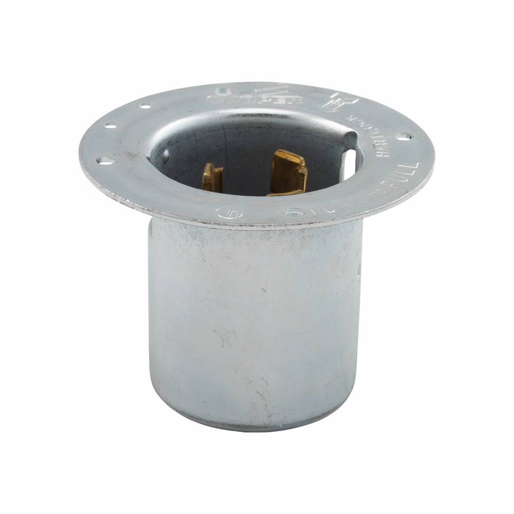 EATON Hart-Lock® CS8375 3-Phase Locking Flanged Inlet, 250 VAC, 50 A, 3 Poles, 4 Wires, Steel