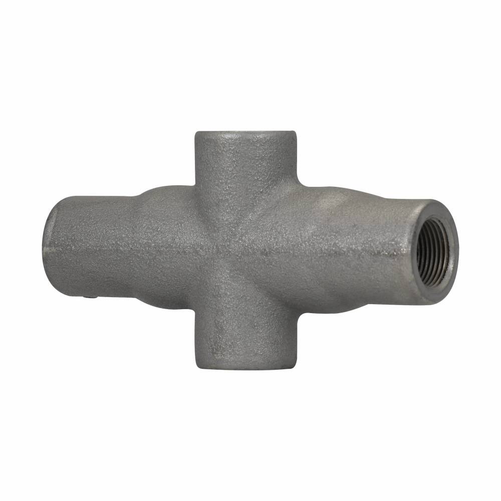 Crouse-Hinds Condulet® X37 Type X Conduit Outlet Body, 1 in Hub, 7 Form, Feraloy Iron Alloy, Electro-Galvanized/Aluminum Acrylic Painted