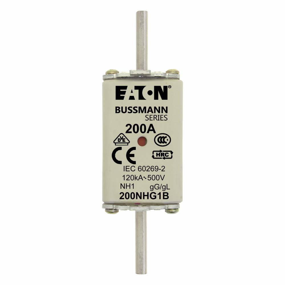 Edison Bussmann 200NHG1B Size 1 Dual Indicator NH Fuse Link, 500 V, 200 A, For Use With Bussmann NH Size Photovoltaic Fuse, Class C gG/gL Fuse, Ceramic