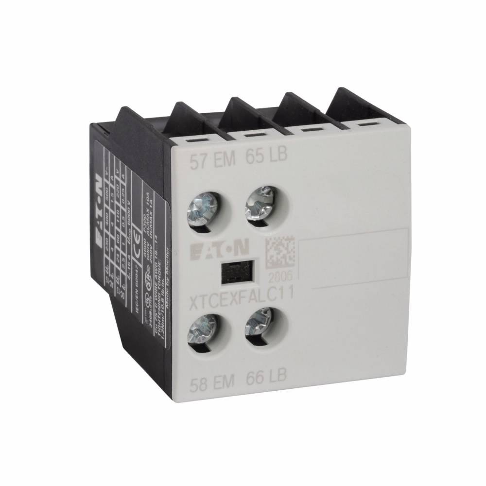 EATON XTCEXFALC11 2-Pole Auxiliary Contact, 500 VAC, 1.5 to 6 A, 2 Contacts