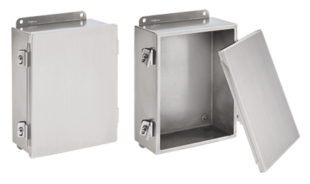 Hoffman A12106NFSS6 Junction Box, 12 in H x 10 in W x 6 in D, Screw Clamp/Solid Cover, NEMA 4X/IP66 NEMA Rating, 316L Stainless Steel