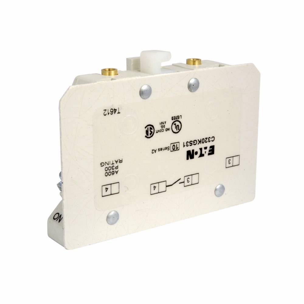 EATON C320KGS31 Base Auxiliary Contact, 250/600 VAC/VDC, 5/10 A, 1 Contacts, Silver Cadmium Alloy