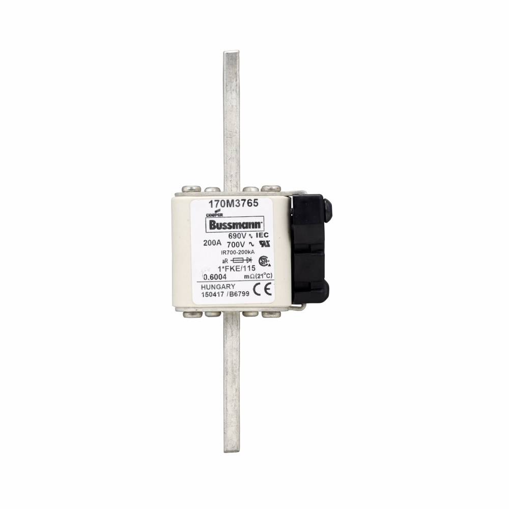 Bussmann 170M3765 Semi-Conductor High Speed Fuse, 200 A, 690 V, 200 kA Interrupt, Class: aR, Square Body